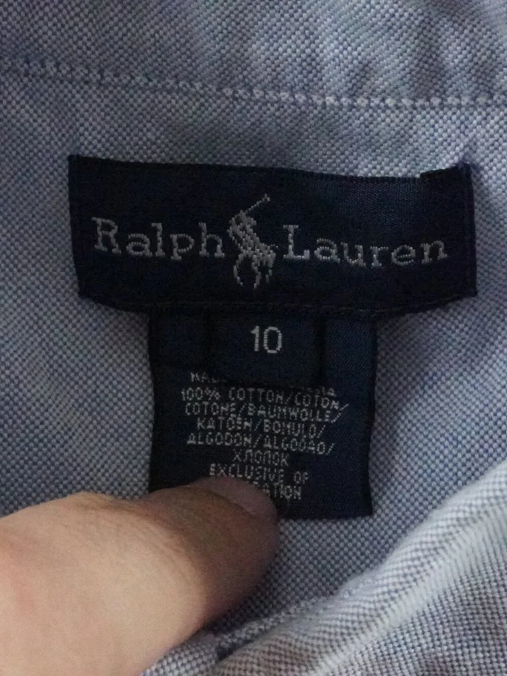 Ralph Lauren Oxford Button Up Shirt Youth Boy's Size 10 Blue Long Sleeve